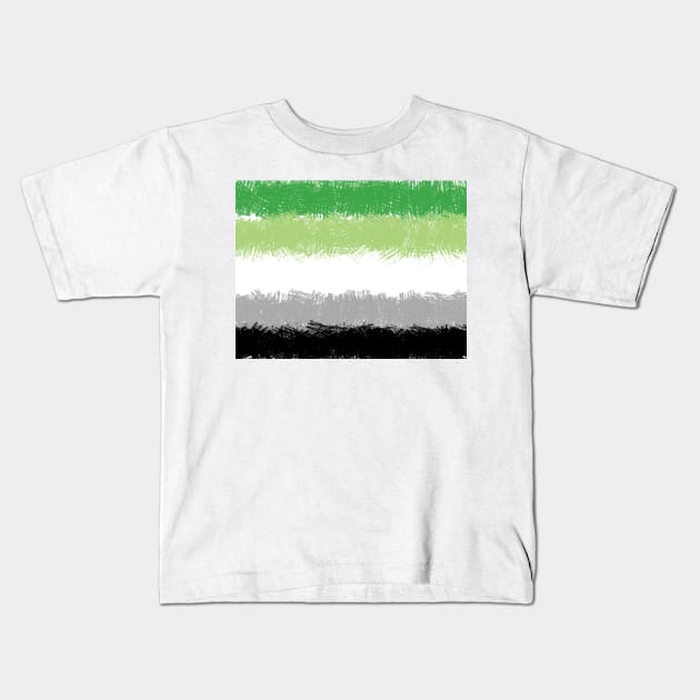 Aromantic Flag Crosshatch Design Kids T-Shirt by PurposelyDesigned